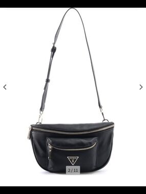 GUESS Black Leather Fanny Pack COACH Crossbody Belt Bag with Silver Hardware